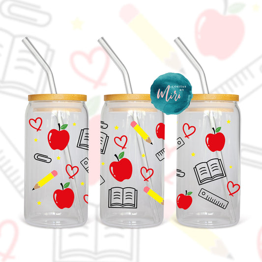 Teacher Montage Apples and Books UV DTF Wrap