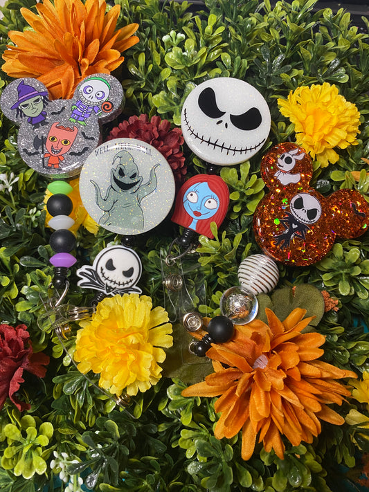 Pumpkin king and friends beaded badge reel