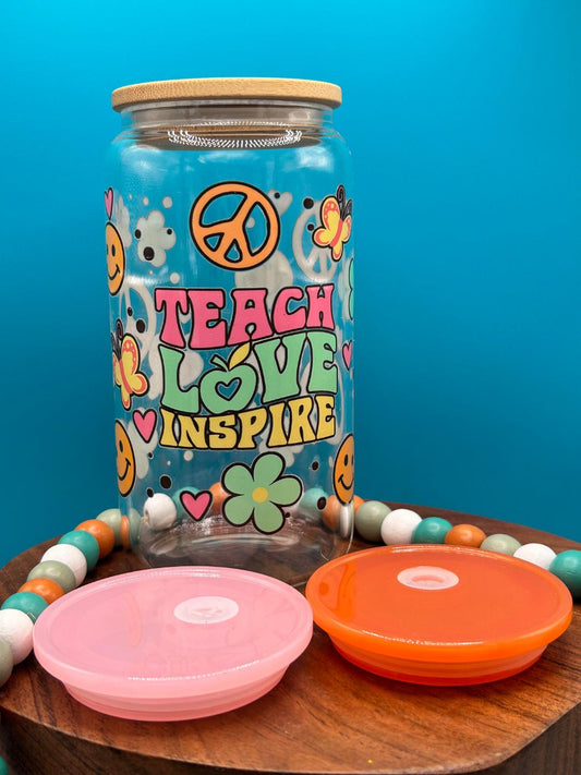 Teach Love Inspire Glass Can