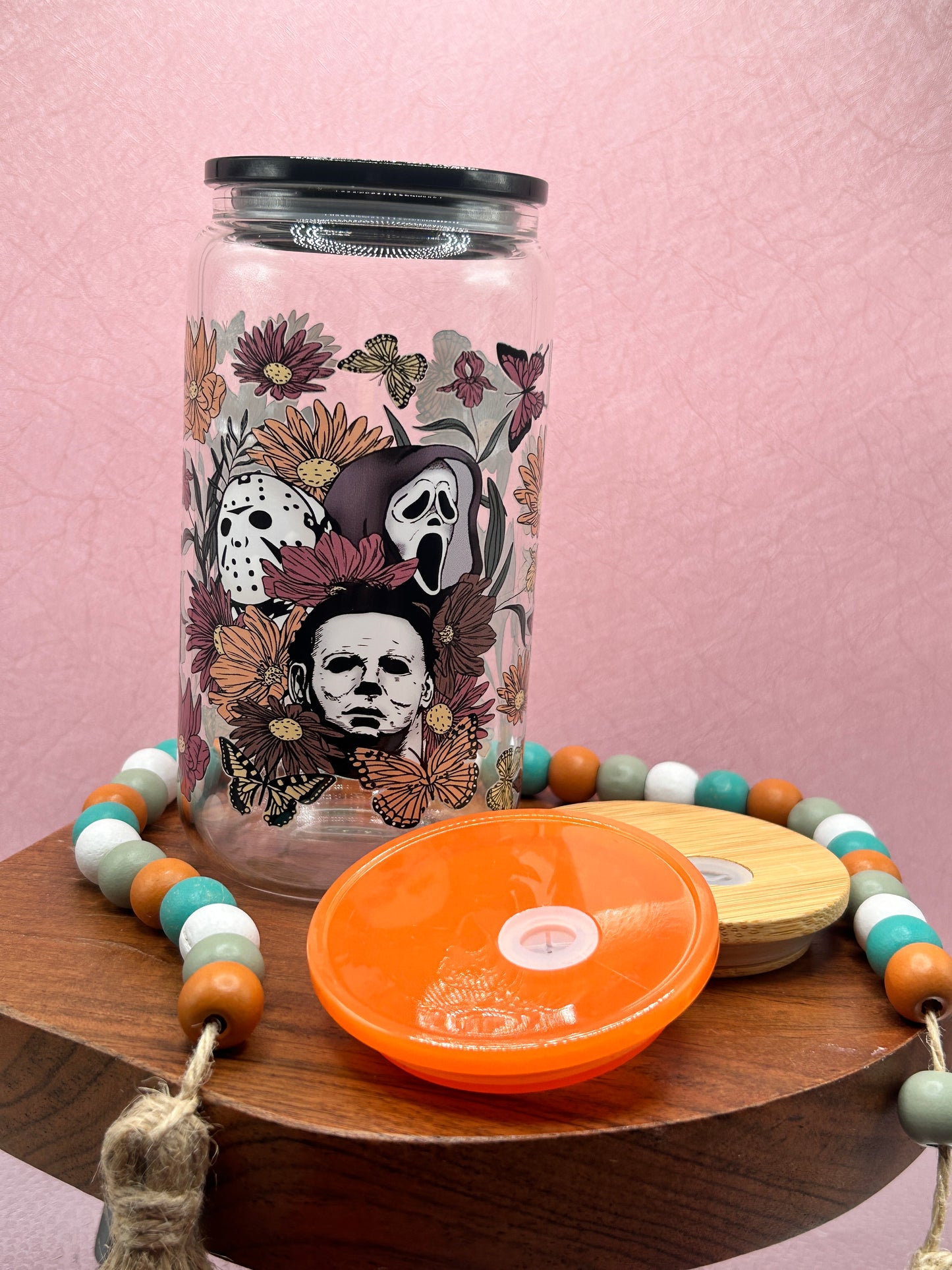 Boho Horror Glass Can