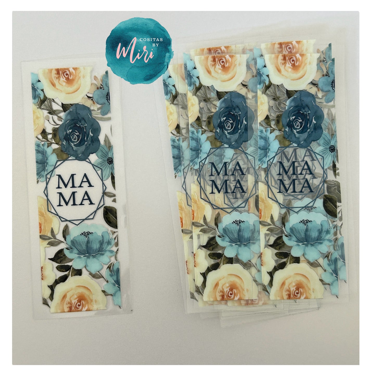 Blue Floral Mama UV DTF Pen Wrap
