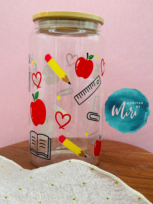 Teach with Love Glass Can